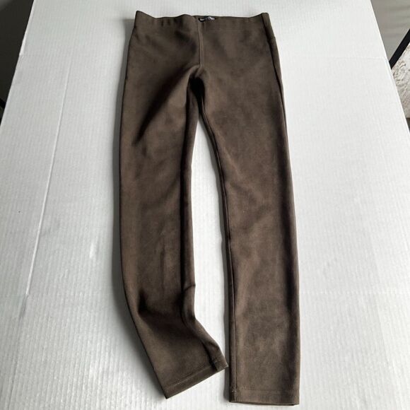 David Lerner Womens Faux Suede Pants Brown Mid Rise Pull On Skinny Leg SMALL - Picture 1 of 11